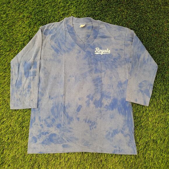 Vintage 80s Royals Bleached Shirt Women Large 20x25 Blue USA - Picture 1 of 13